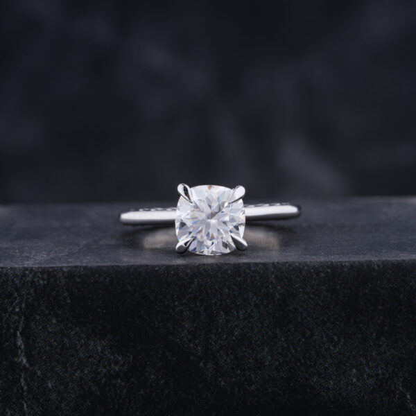Hidden Halo 6.5MM Cushion Cut Moissanite Engagement Ring - Image 2