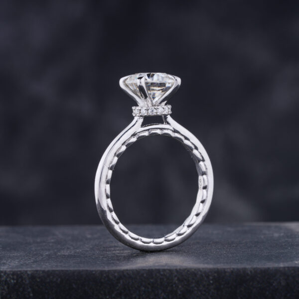 Hidden Halo 6.5MM Cushion Cut Moissanite Engagement Ring