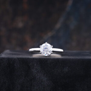 Round Solid Gold Solitaire Engagement Ring