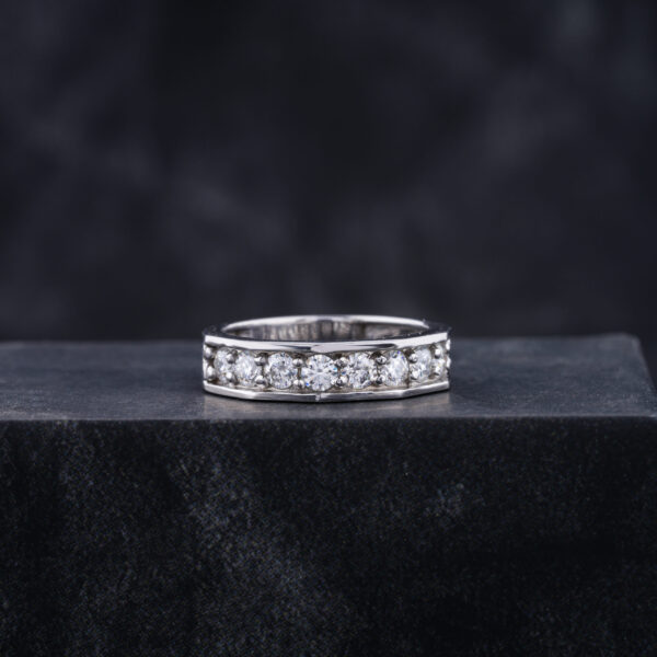 Moissanite Wedding Band, channel set band For Men