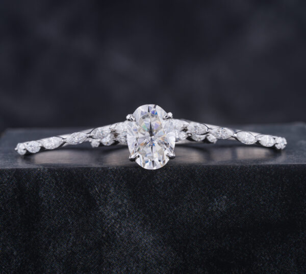 1 carat oval cut Moissanite Engagement ring with two wedding band