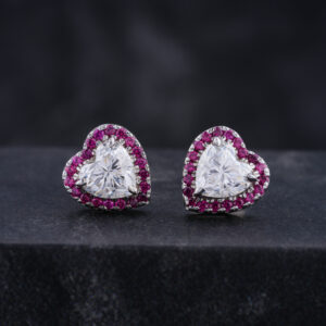 Heart Cut Moissanite Earring in 10K White Gold
