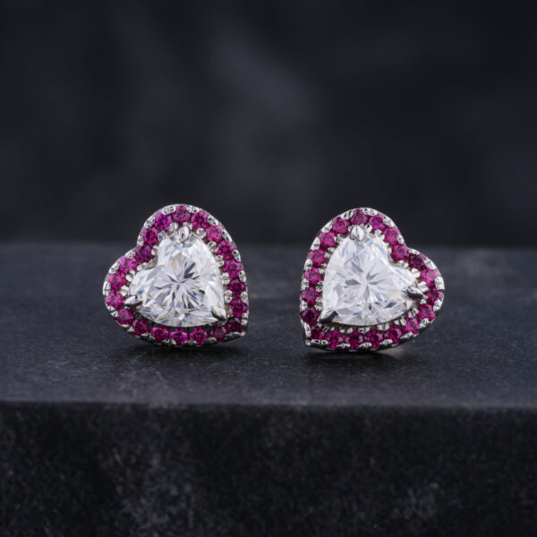 Heart Cut Moissanite Earring in 10K White Gold