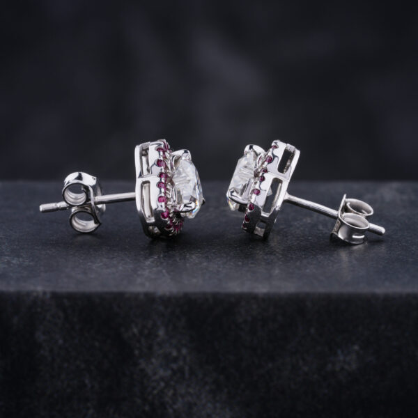 Heart Cut Moissanite Earring in 10K White Gold - Image 4