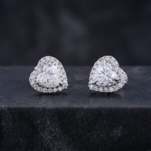 Halo Set Wedding Earring in 10K White Gold With Moissanite