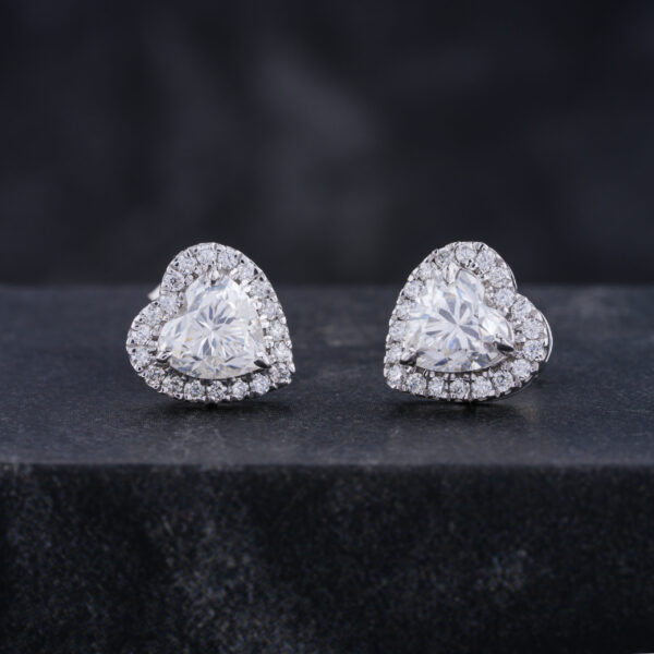Halo Set Wedding Earring in 10K White Gold With Moissanite