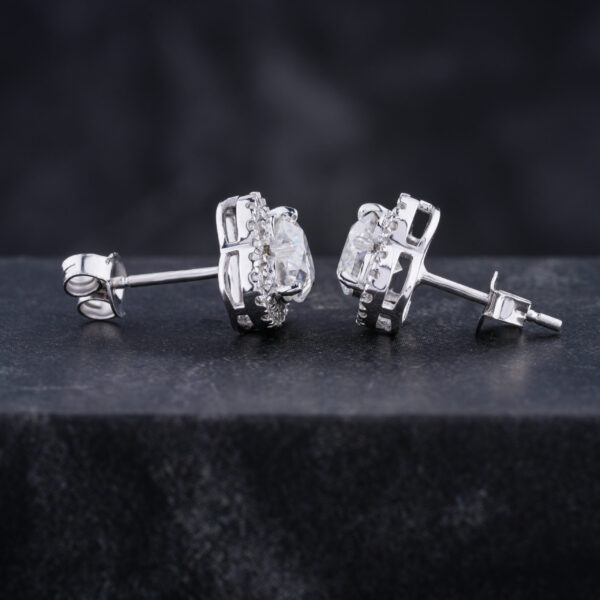 Halo Set Wedding Earring in 10K White Gold With Moissanite - Image 4