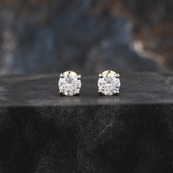 1CT+1CT Brilliant Round Moissanite Earrings Studs
