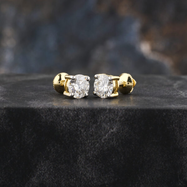 1CT+1CT Brilliant Round Moissanite Earrings Studs - Image 3