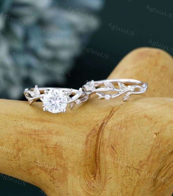 1 CT Round Cut Dainty Moissanite Branch Engagement Ring - Image 6