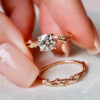 925 Sterling Silver Twig Moissanite Engagement Ring Set - Image 4