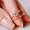 925 Sterling Silver Twig Moissanite Engagement Ring Set
